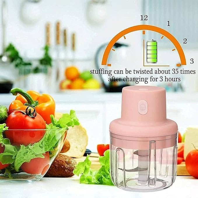 Electric Chopper - Portable Food Processor with Stainless Steel Blades, USB Rechargeable Mini Chopper for Meat, Vegetables, and Garlic