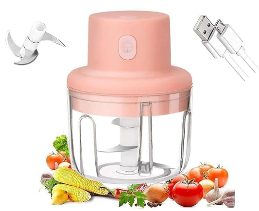 Electric Chopper - Portable Food Processor with Stainless Steel Blades, USB Rechargeable Mini Chopper for Meat, Vegetables, and Garlic