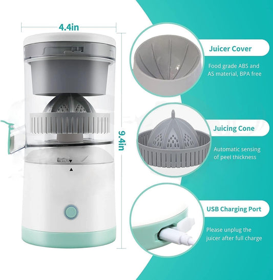 Electric Juicer Machine, Wireless Citrus Press Juicer, Manual Juice Maker, Mini portable instant Juice Machine For Fruit, 200ML Capacity - 45W