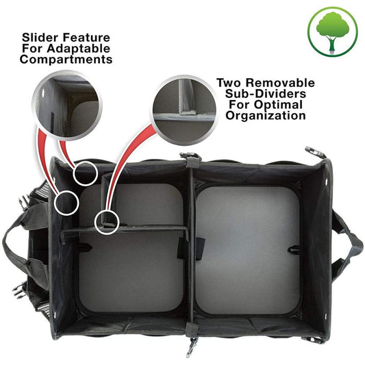 Polyester Multi Compartments Collapsible Portable Car Accessories (Black)