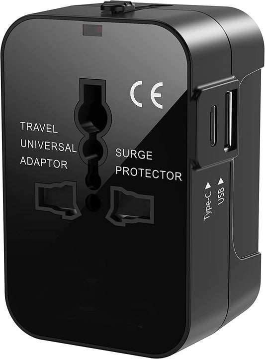 4 in 1 Universal Charger Adapter, 2 USB QC 3.0, 20W USB-C, All in One Fast Charging, International Travel Adapter for Phone, Laptop, Mobile, Tablet