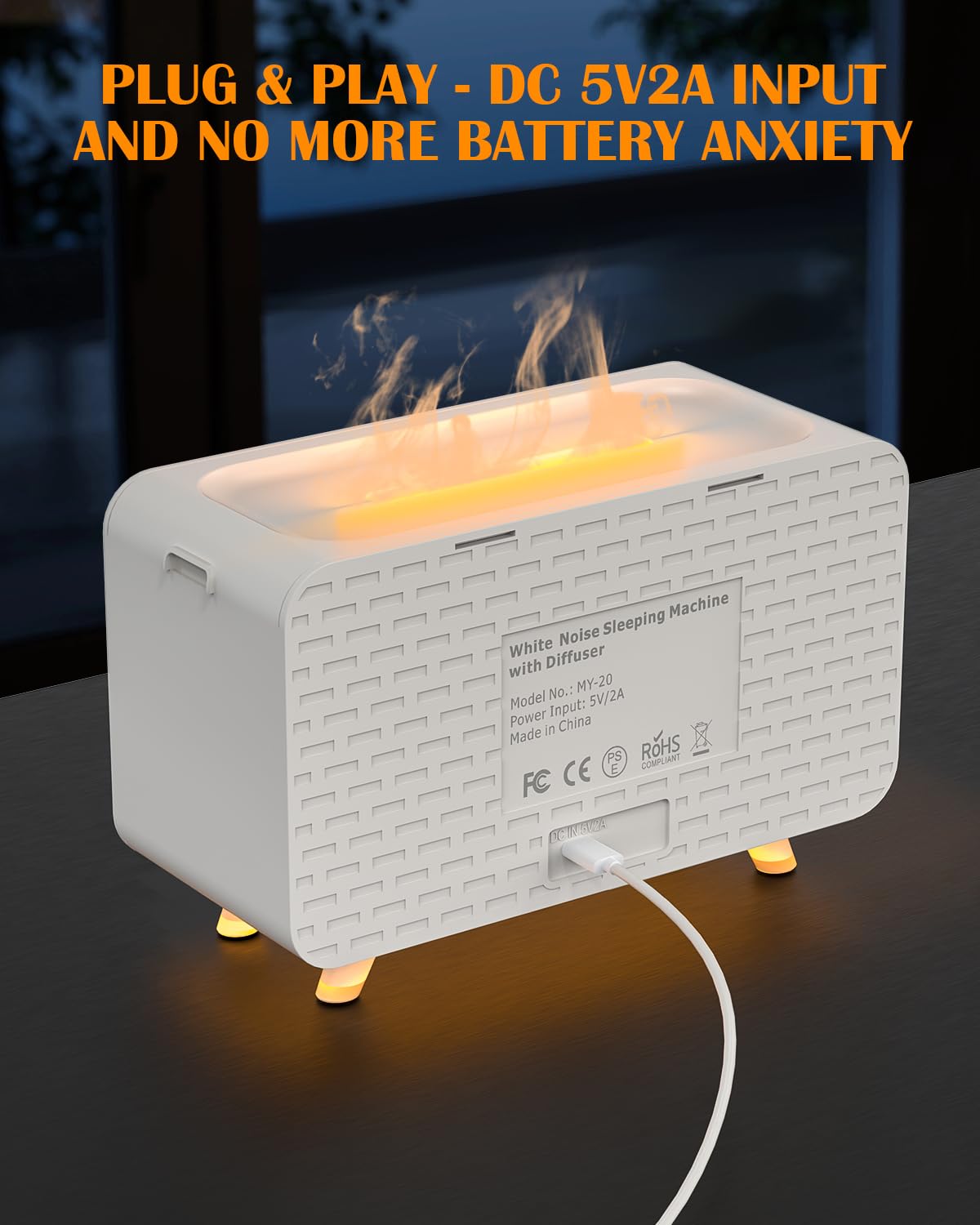 White Noise Sound Machine Essential Oil Diffusers for Home, Air Aroma Humidifier with 8 White Noise Effect & LED Night Light, Speaker, Timer, Plug in Design