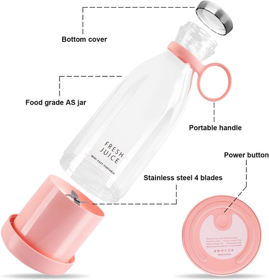 Portable & Rechargeable Electric USB 6 Blades Juicer Bottle Blender Grinder Fruit Mixer For Home and Travel