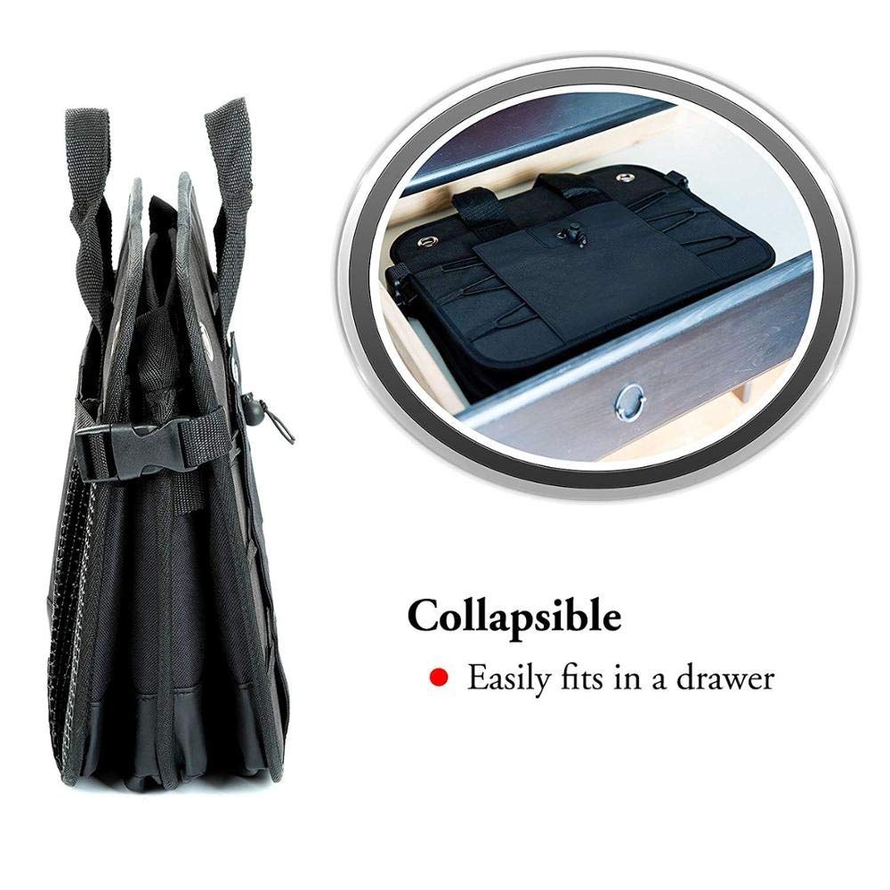Polyester Multi Compartments Collapsible Portable Car Accessories (Black)