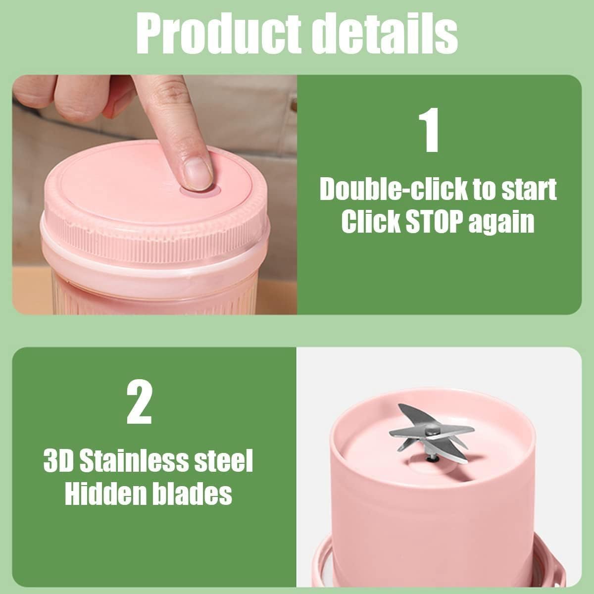 Portable & Rechargeable Electric USB 6 Blades Juicer Bottle Blender Grinder Fruit Mixer For Home and Travel