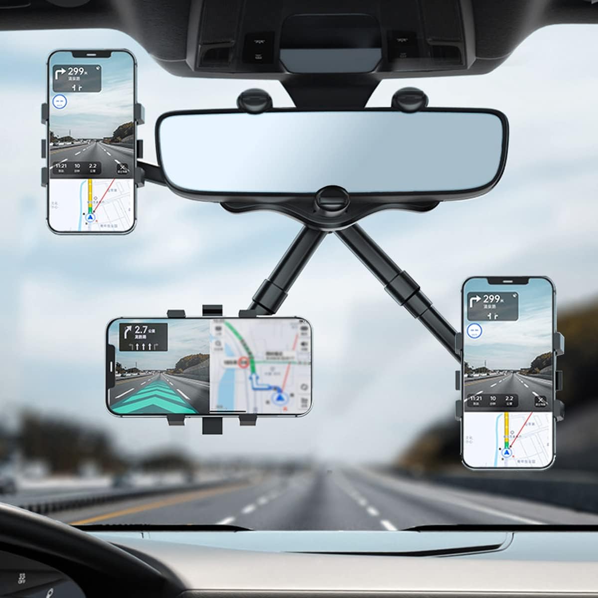 Mobile Holder for Car 360 Rotation, Driveease - Multifunctional Phone Mirror Rear View in Rotatable Stand Mount