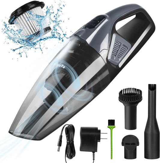Car Vacuum Cleaner - Portable 2 in 1 Wet & Dry Cleaner for Car with High Suction Power, Multipurpose 12V Power Corded with Nozzle Straw & HEPA Filter
