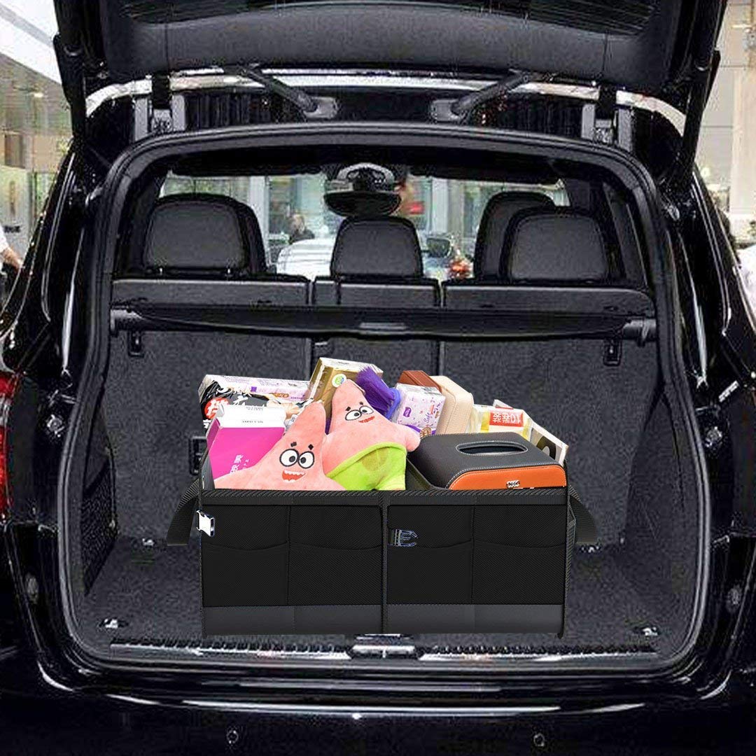 Polyester Multi Compartments Collapsible Portable Car Accessories (Black)