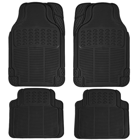 Anti-Skid Rubber Car Floor Mat for All Cars, Universal Size, Set of 4 Pieces, Black