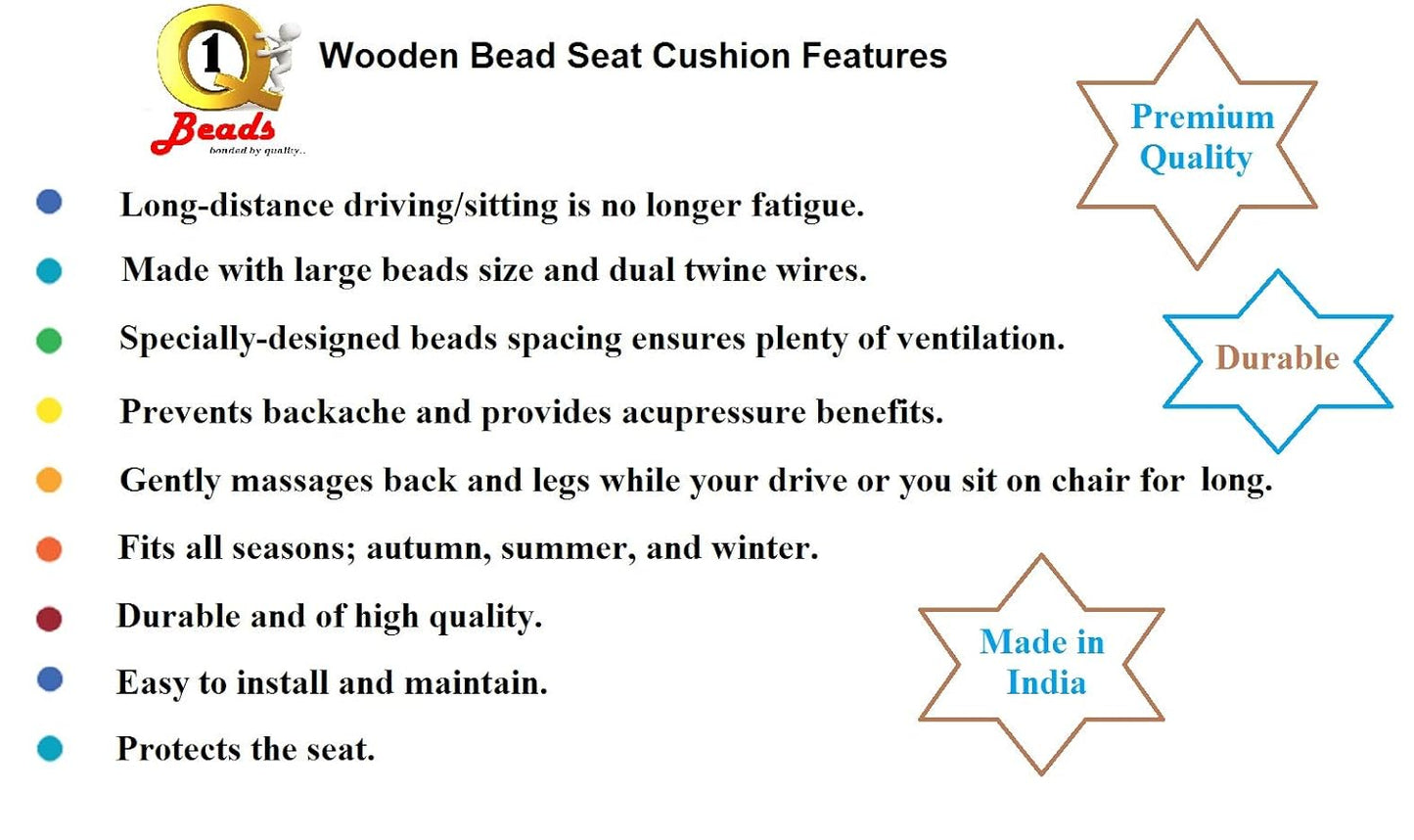 Wooden Beads Acupressure Mat Seat Cover for Driver/Office Chair/Home Chair/Sofa/Swing (Small, Beige)