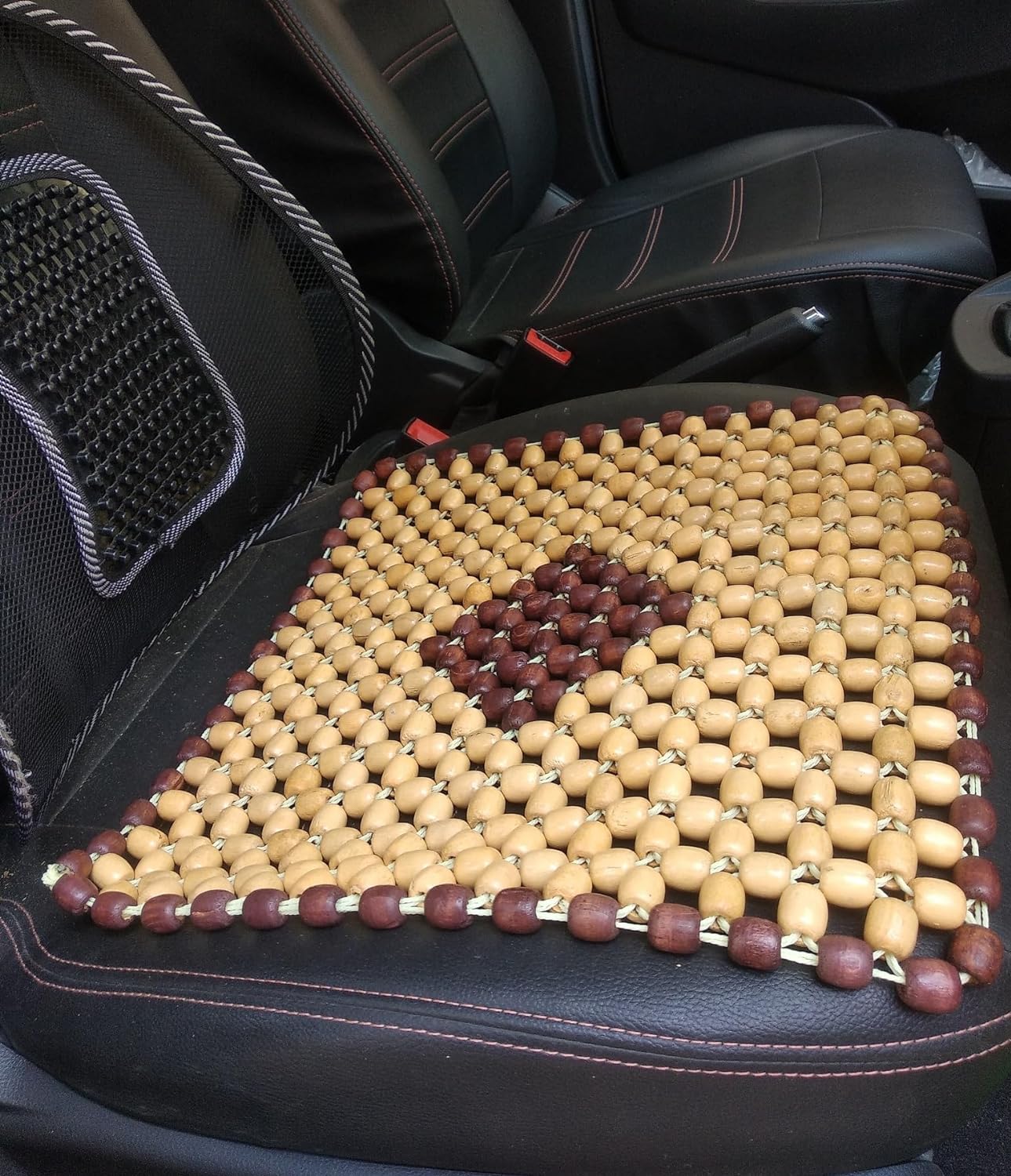 Wooden Beads Acupressure Mat Seat Cover for Driver/Office Chair/Home Chair/Sofa/Swing (Small, Beige)