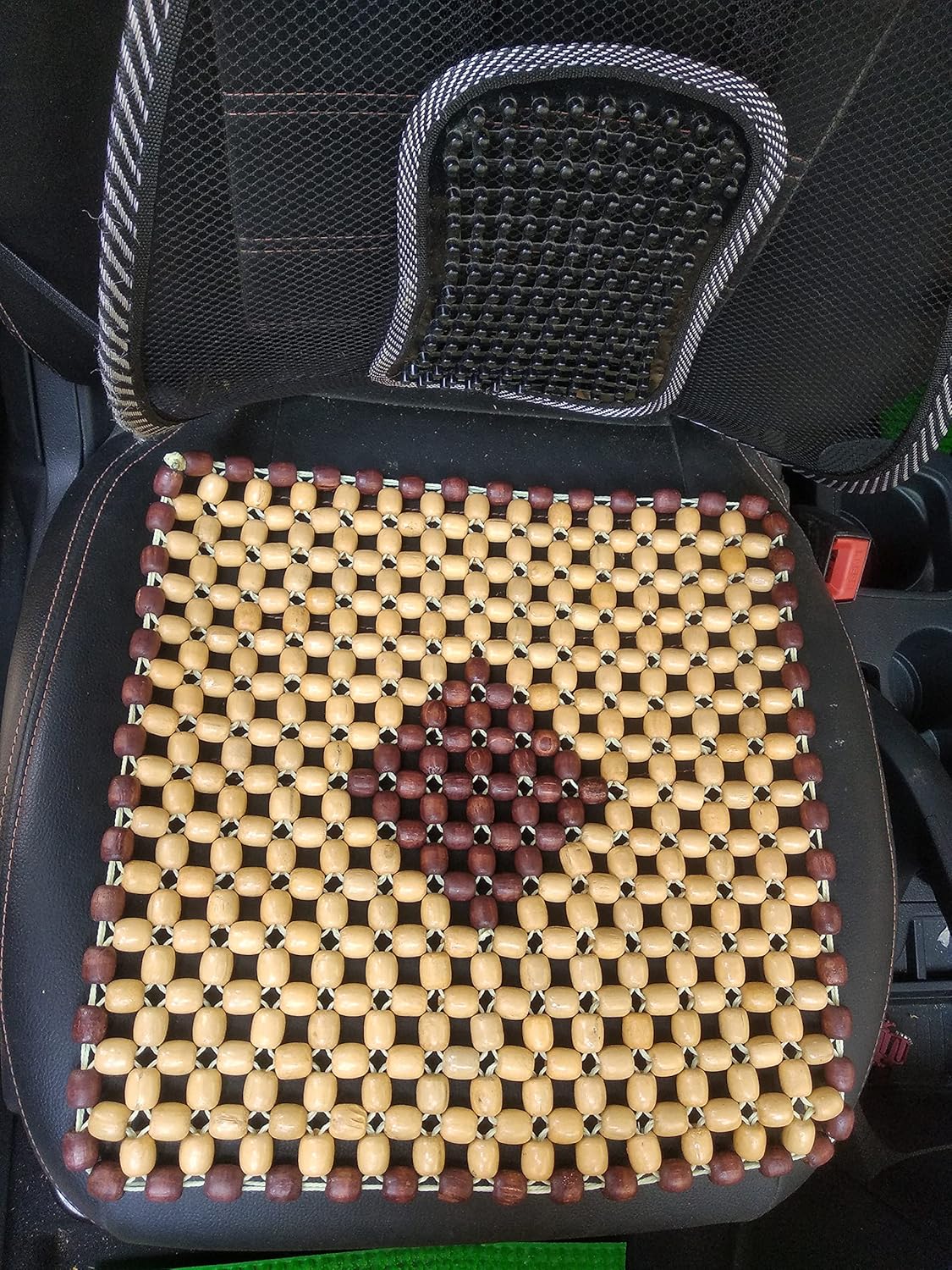 Wooden Beads Acupressure Mat Seat Cover for Driver/Office Chair/Home Chair/Sofa/Swing (Small, Beige)