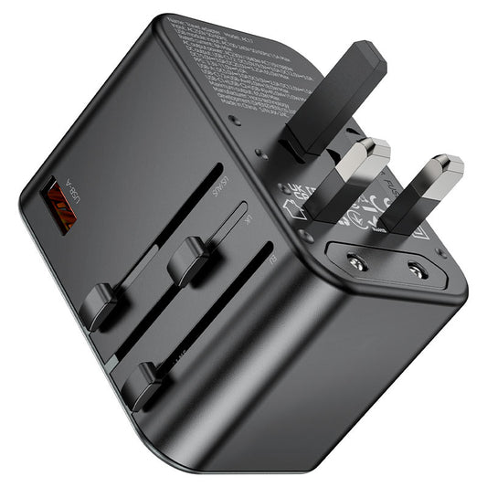 4 in 1 Universal Charger Adapter, 2 USB QC 3.0, 20W USB-C, All in One Fast Charging, International Travel Adapter for Phone, Laptop, Mobile, Tablet