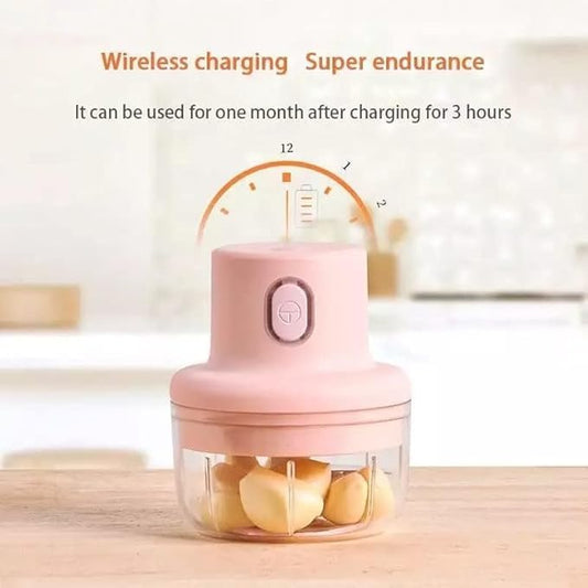 Electric Chopper - Portable Food Processor with Stainless Steel Blades, USB Rechargeable Mini Chopper for Meat, Vegetables, and Garlic