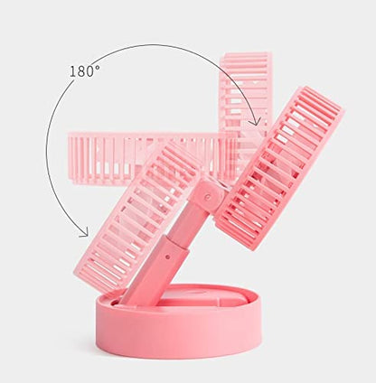 Mini Handheld Portable Fan USB Rechargeable Built-in Battery Operated (1200 mAh) Summer Cooling Desktop Fan with Standing Holder Handy Base for Home, Office, Outdoor (Multicolor)