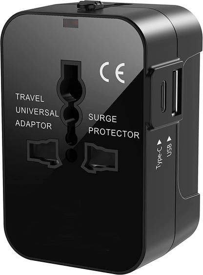 4 in 1 Universal Charger Adapter, 2 USB QC 3.0, 20W USB-C, All in One Fast Charging, International Travel Adapter for Phone, Laptop, Mobile, Tablet