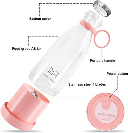 Portable & Rechargeable Electric USB 6 Blades Juicer Bottle Blender Grinder Fruit Mixer For Home and Travel
