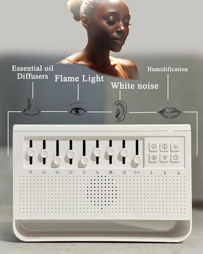 White Noise Sound Machine Essential Oil Diffusers for Home, Air Aroma Humidifier with 8 White Noise Effect & LED Night Light, Speaker, Timer, Plug in Design