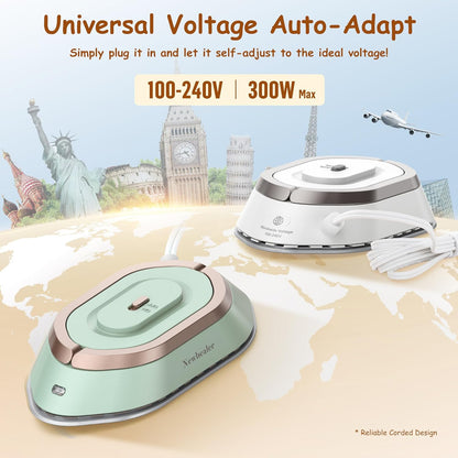 Newbealer Travel Mini Dry Iron for Clothes (No Steam), Non-Stick Ceramic Soleplate Ultra-Lightweight (Silver)