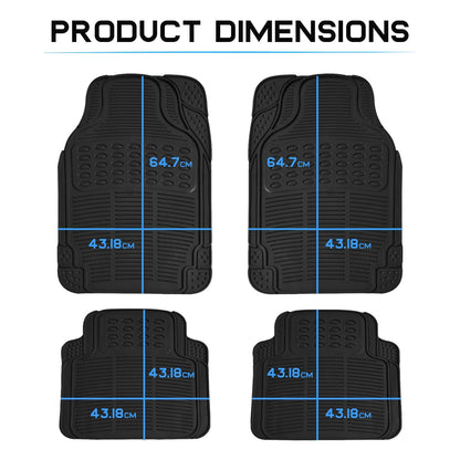 Anti-Skid Rubber Car Floor Mat for All Cars, Universal Size, Set of 4 Pieces, Black
