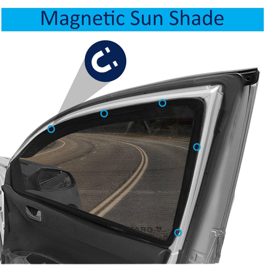 Car Sun Shade Zipper Magnetic Curtains for 2022 Onwards Model, Compatible with Toyota Glanza Side Window Car Sunshade, Only Zips in Front Window, Black, 4 Pieces