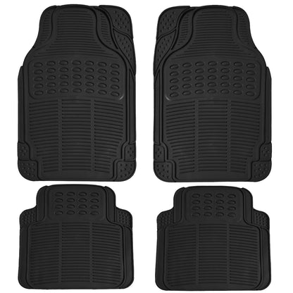 Anti-Skid Rubber Car Floor Mat for All Cars, Universal Size, Set of 4 Pieces, Black