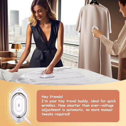 Newbealer Travel Mini Dry Iron for Clothes (No Steam), Non-Stick Ceramic Soleplate Ultra-Lightweight (Silver)