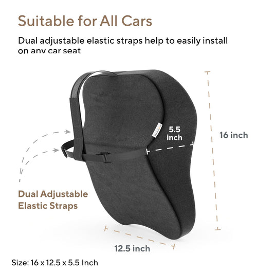 Memory Foam Neck Rest Pillow for Car, Car Seat Head Rest Cushion for Neck & Cervical Support (Large, Black, Pack of 1)