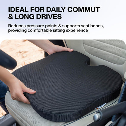 Car Seat Cushions for Long Drive & Daily Commute (Black, Pack of 1)