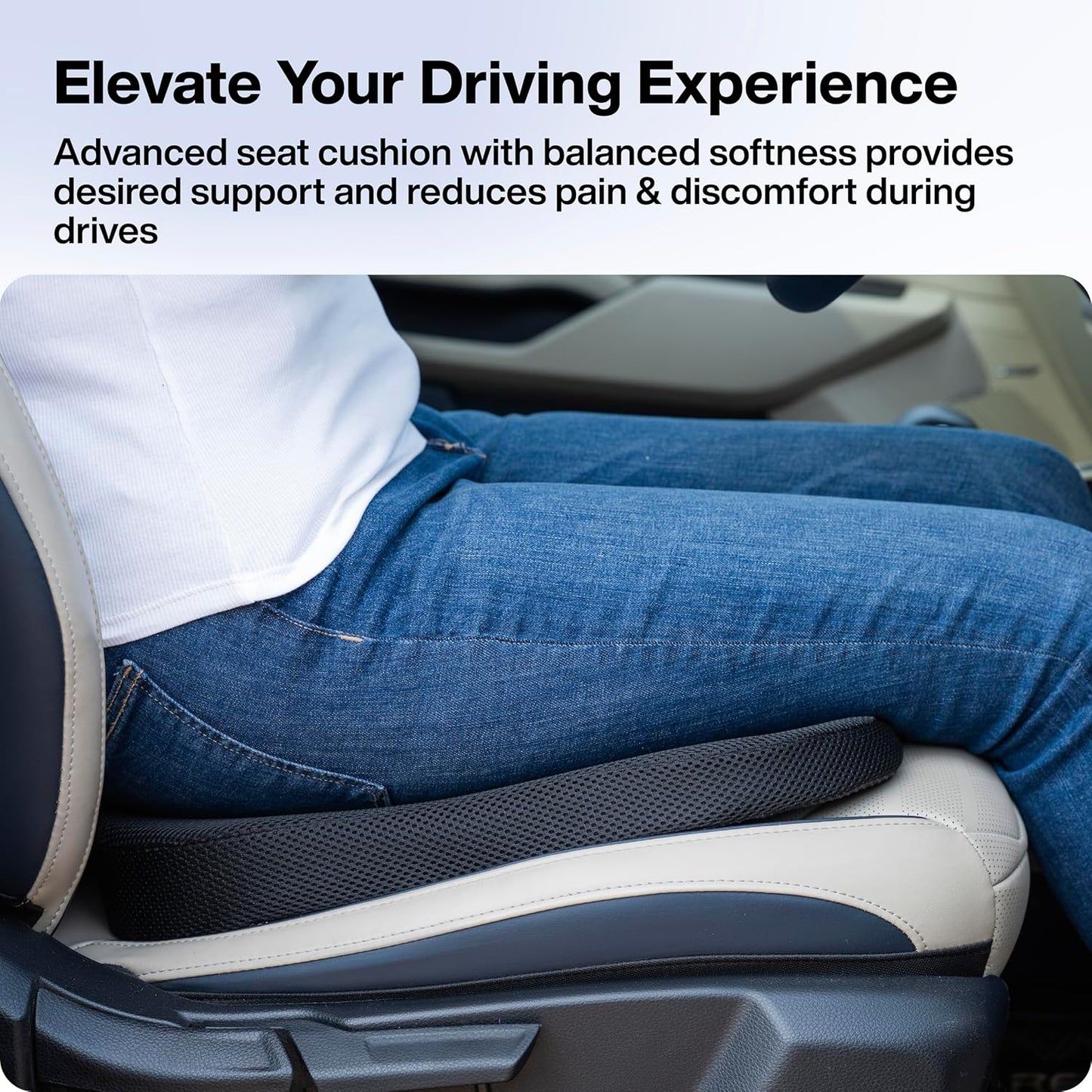 Car Seat Cushions for Long Drive & Daily Commute (Black, Pack of 1)
