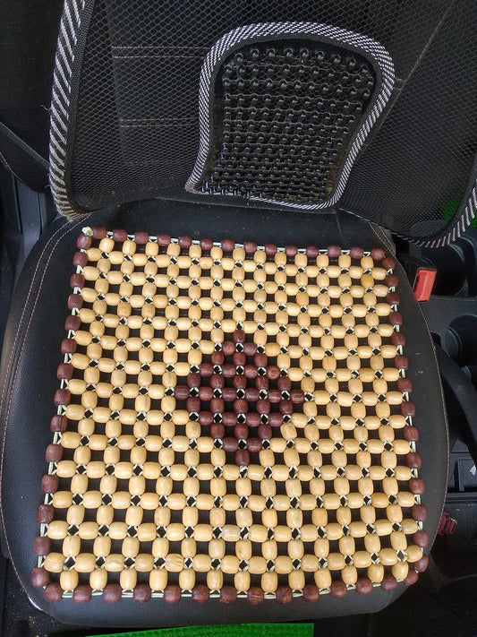 Wooden Beads Acupressure Mat Seat Cover for Driver/Office Chair/Home Chair/Sofa/Swing (Small, Beige)