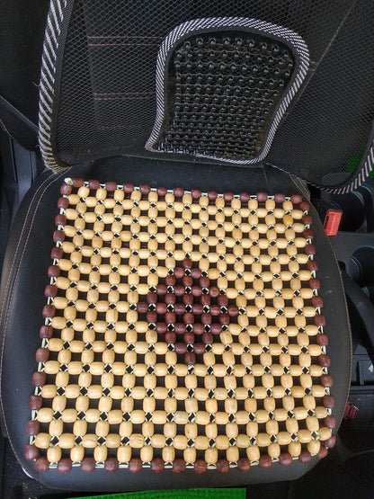 Wooden Beads Acupressure Mat Seat Cover for Driver/Office Chair/Home Chair/Sofa/Swing (Small, Beige)